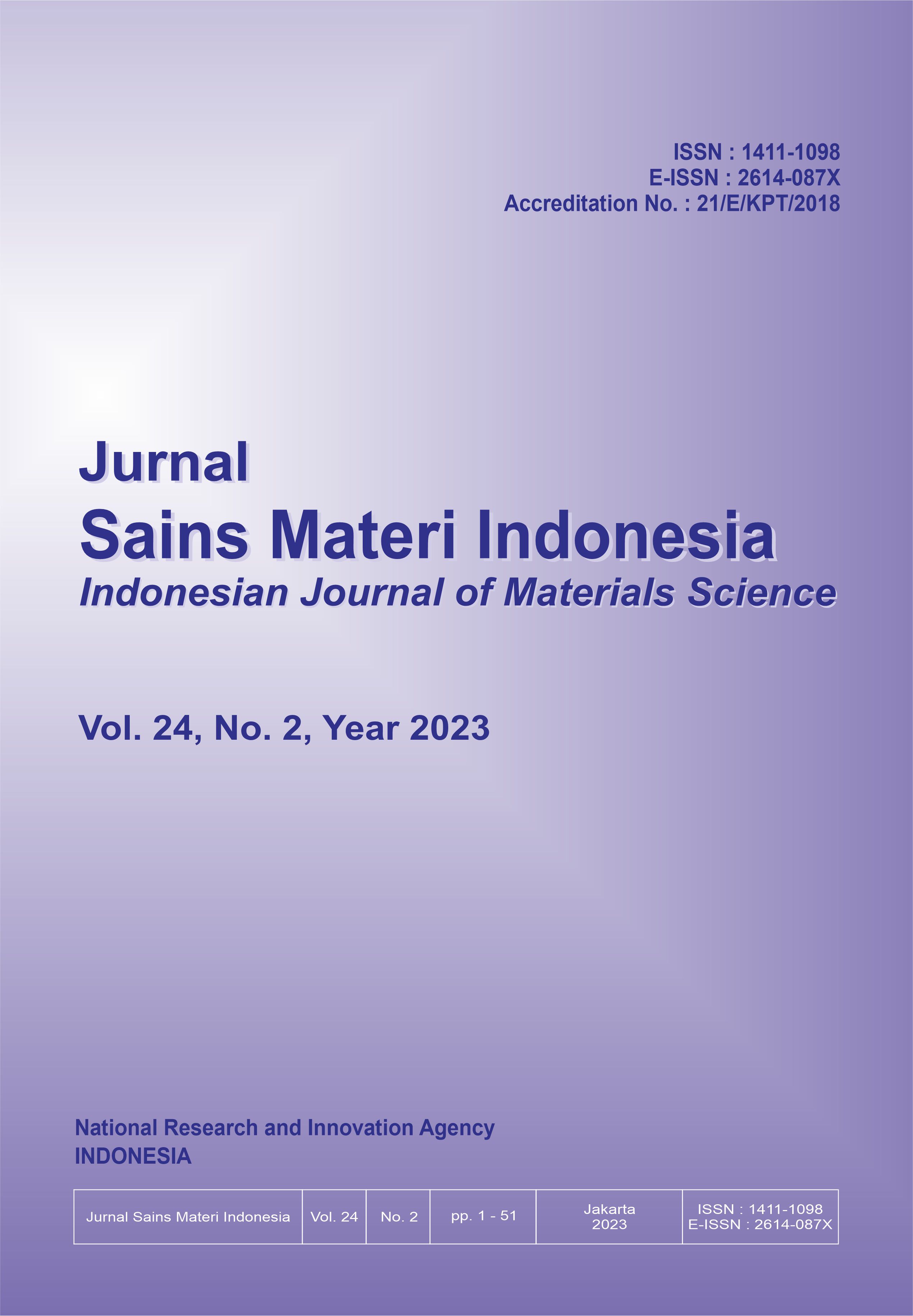 					View Vol. 24 No. 2 (2023): Jurnal Sains dan Materi Indonesia
				