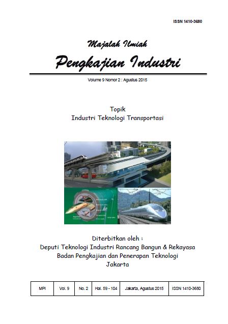 					View Vol. 9 No. 2 (2015): Majalah Ilmiah Pengkajian Industri; Journal of Industrial Research and Innovation
				