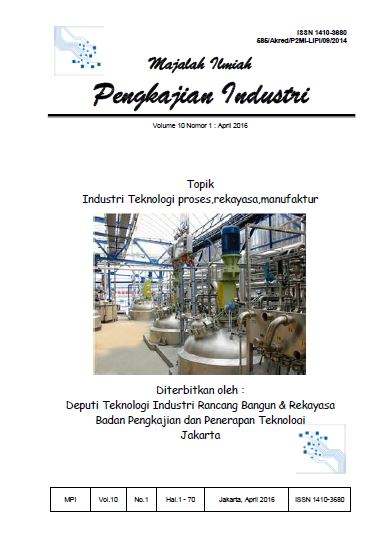 					View Vol. 10 No. 1 (2016): Majalah Ilmiah Pengkajian Industri; Journal of Industrial Research and Innovation
				