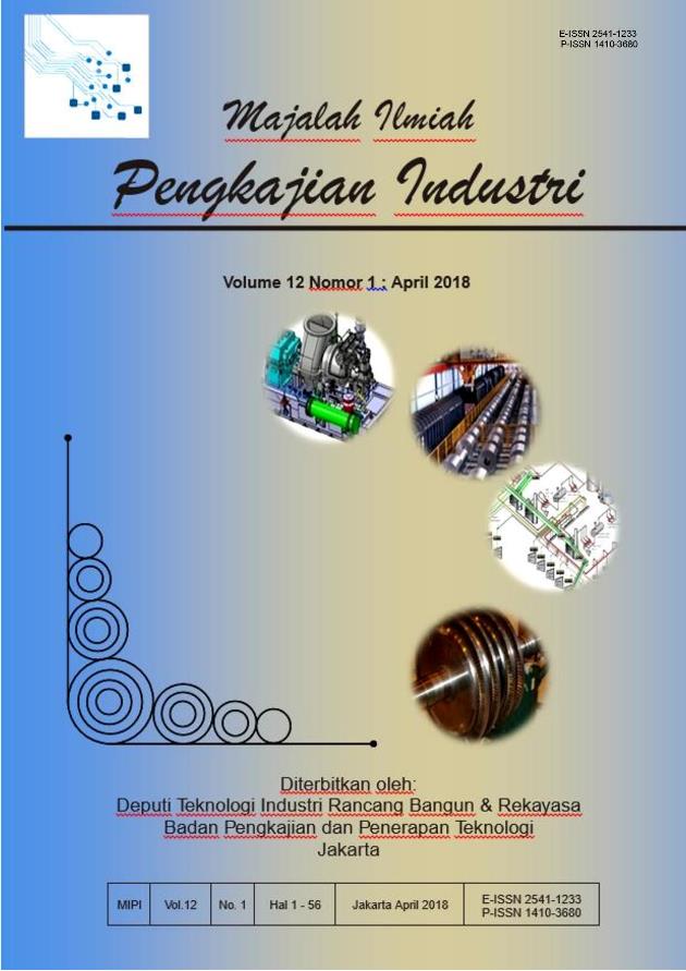 					View Vol. 12 No. 1 (2018): Majalah Ilmiah Pengkajian Industri; Journal of Industrial Research and Innovation
				