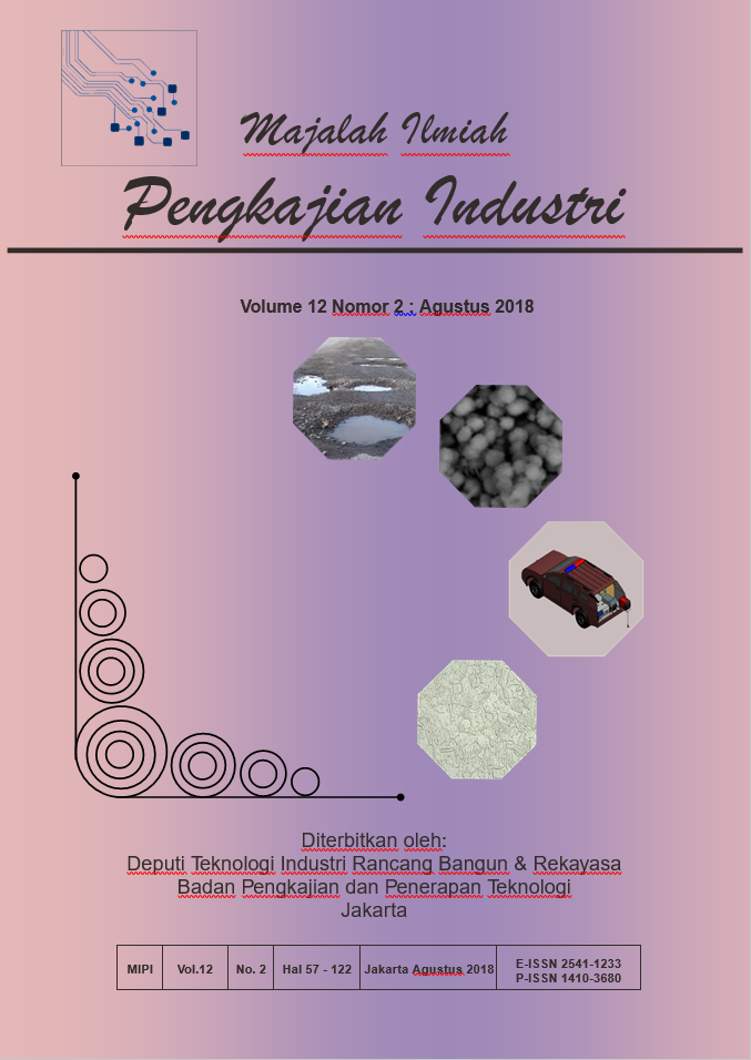 					View Vol. 12 No. 2 (2018): Majalah Ilmiah Pengkajian Industri; Journal of Industrial Research and Innovation
				