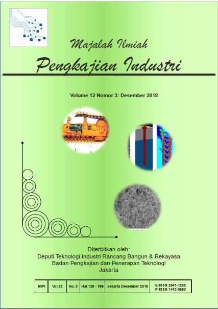 					View Vol. 12 No. 3 (2018): Majalah Ilmiah Pengkajian Industri; Journal of Industrial Research and Innovation
				