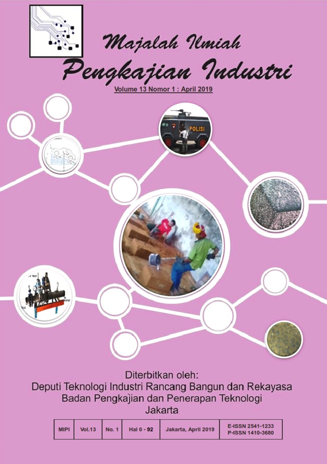 					View Vol. 13 No. 1 (2019): Majalah Ilmiah Pengkajian Industri; Journal of Industrial Research and Innovation
				
