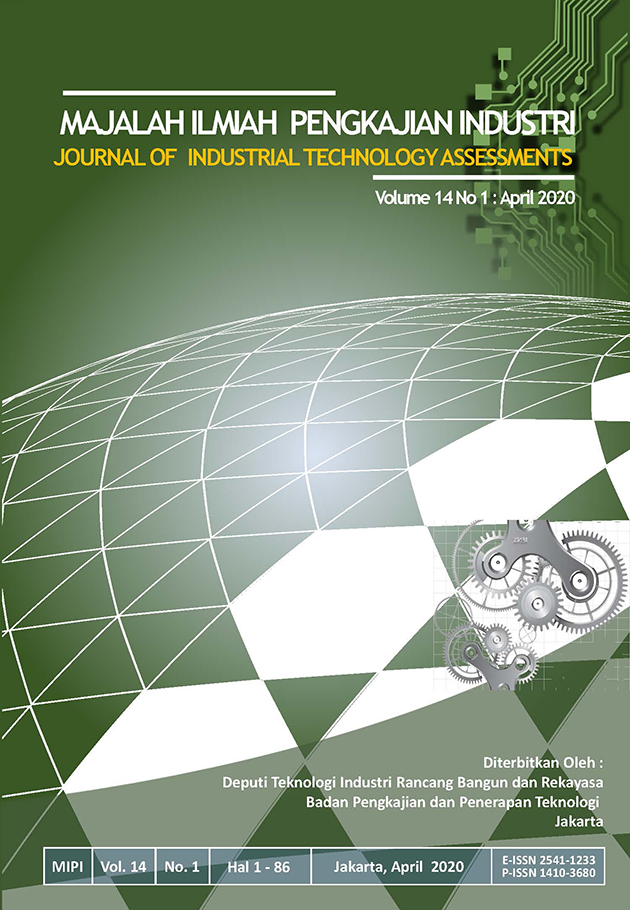 					View Vol. 14 No. 1 (2020): Majalah Ilmiah Pengkajian Industri; Journal of Industrial Research and Innovation
				